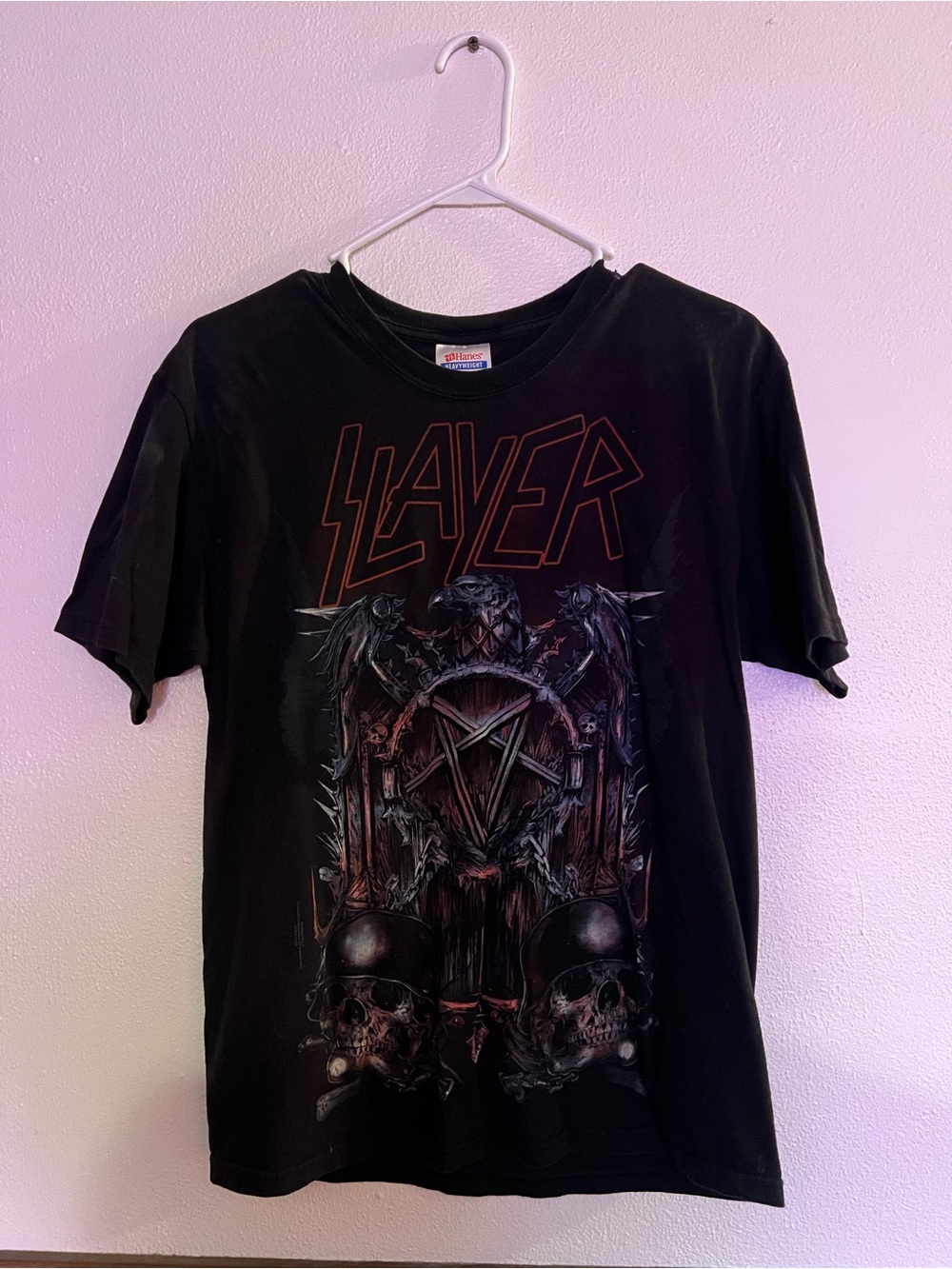 Hanes Black Graphic Slayer Band Tee with Red Logo